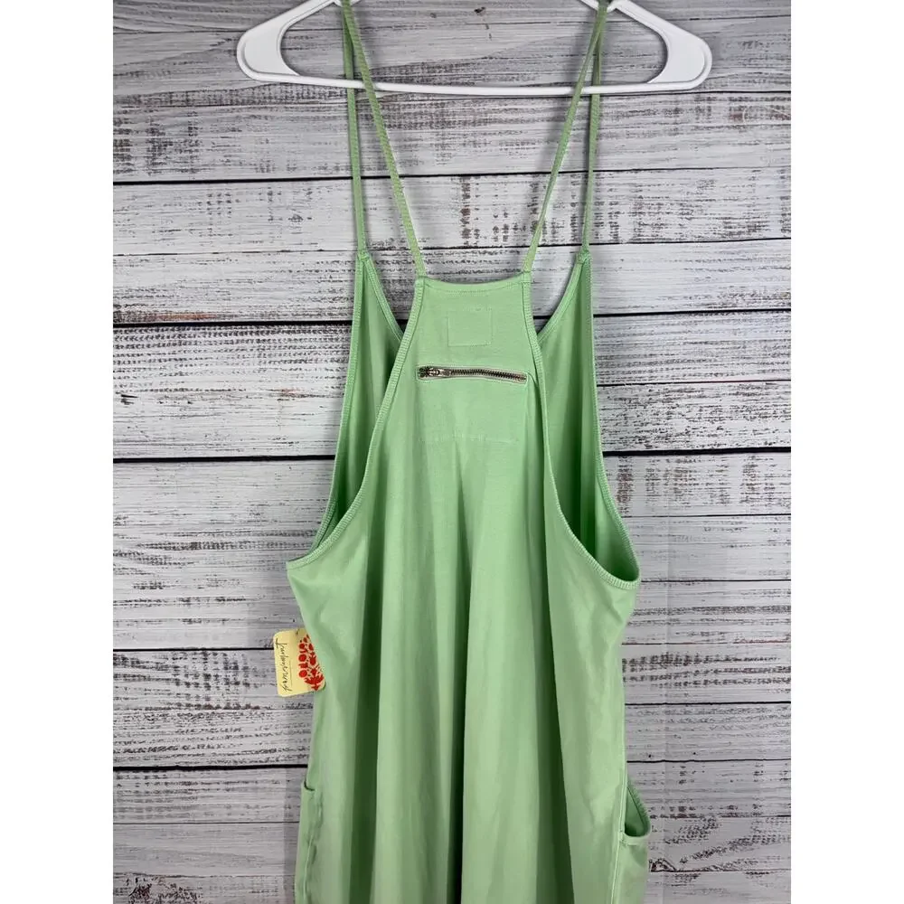 Free People Movement Hot Shot Jumpsuit Medium NEW Bright Jade Green Boho Slouchy